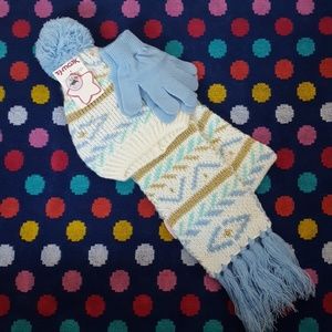 Little girls hat, gloves, scarf set